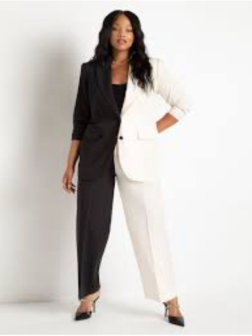 Eloquii Two-Tone Blazer Jacket - Black & Blush Pink - Picture 8 of 10